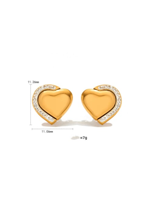 Clioro Stainless steel Cubic Zirconia Heart Trend Stud Earring 2