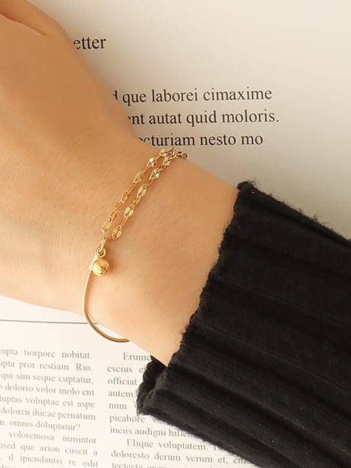 E152 gold bracelet 15+ 5cm Titanium Steel Irregular Minimalist Link Bracelet