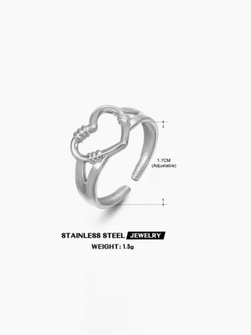 Steel Ring Stainless steel Hollow Heart Hip Hop Band Ring