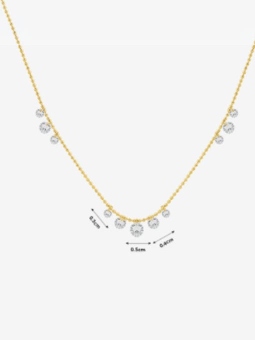 P070 gold zircon necklace 40+ 5cm Titanium Steel Rhinestone Geometric Minimalist Necklace