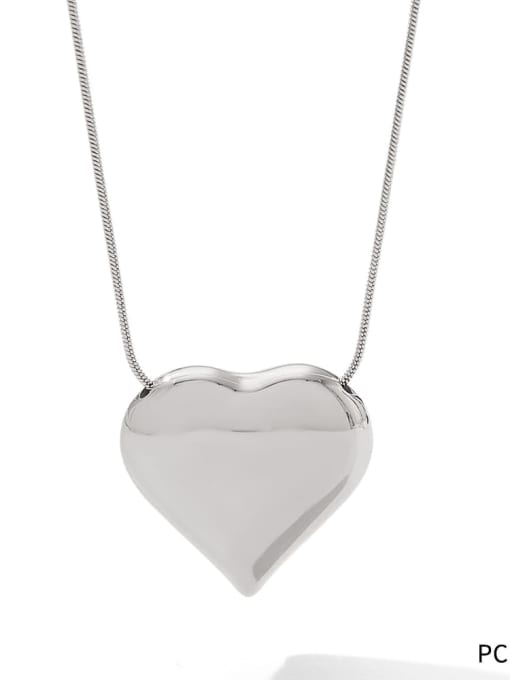 PCD469 Platinum Stainless steel Heart Trend Necklace