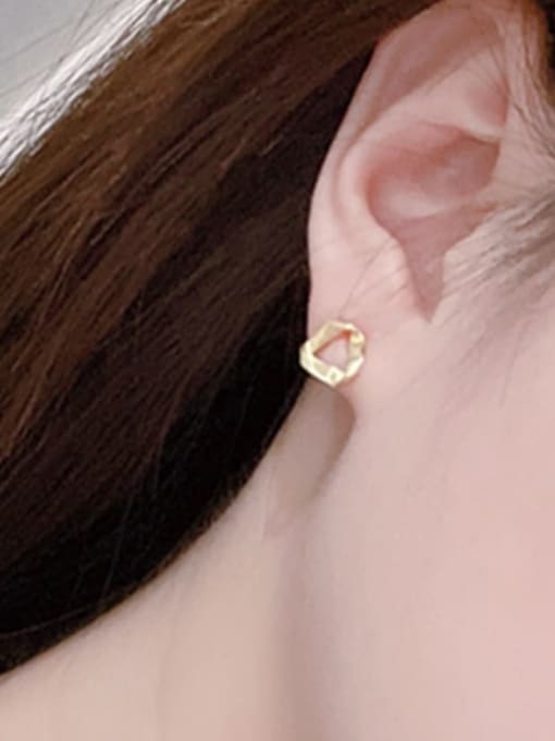 Clioro Brass Hollow Geometric Minimalist Stud Earring 1
