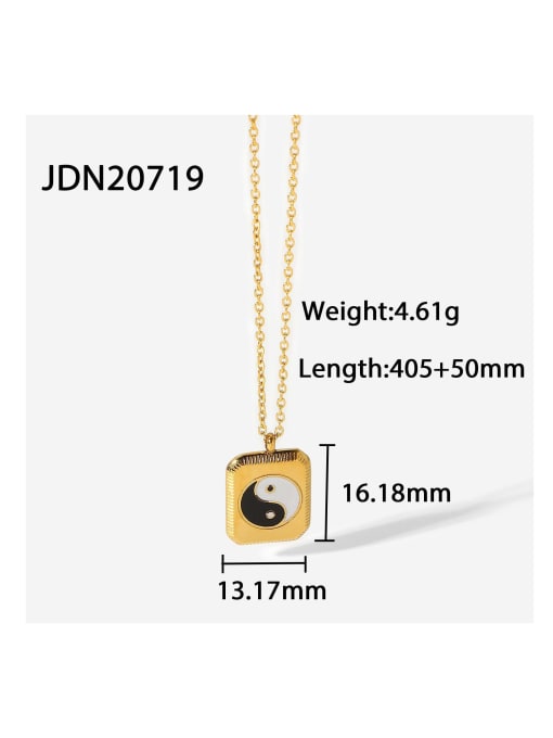 JDN20719 Stainless steel Enamel Rectangle Trend Necklace