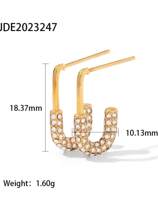 JDE2023247 Stainless steel Cubic Zirconia Geometric Trend Stud Earring