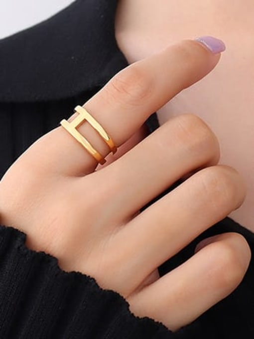A301 gold opening non adjustable ring Titanium Steel Geometric Minimalist Stackable Ring