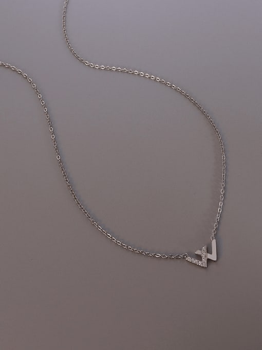 Steel Titanium 316L Stainless Steel Cubic Zirconia Minimalist Letter W  Necklace with e-coated waterproof