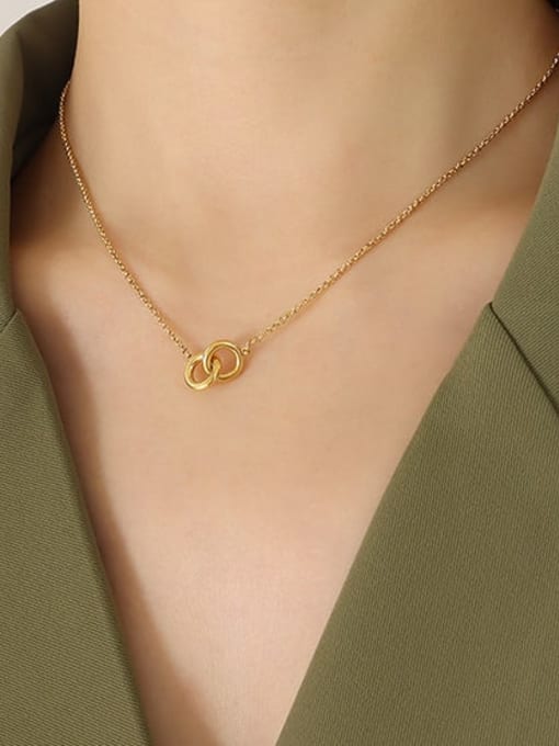 P665 gold necklace 40 +5cm Titanium Steel Tassel Minimalist Necklace