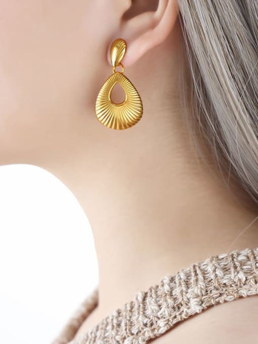 F871 Gold Earrings Titanium Steel Geometric Trend Drop Earring