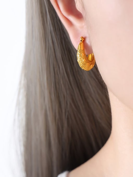 F852 Gold Earrings Titanium Steel Geometric Trend Hoop Earring