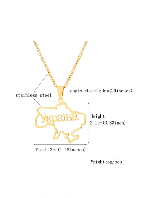 SONYA-Map Jewelry Stainless steel Medallion Ethnic Ukraine Map Pendant Necklace 2