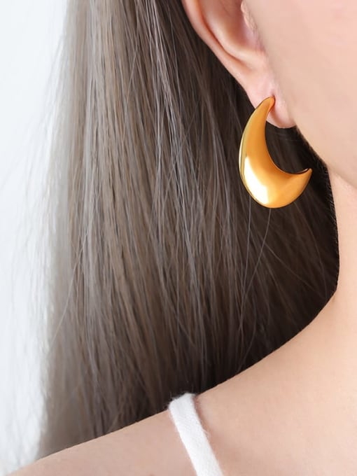 F845 Gold Earrings Titanium Steel Geometric Trend Stud Earring