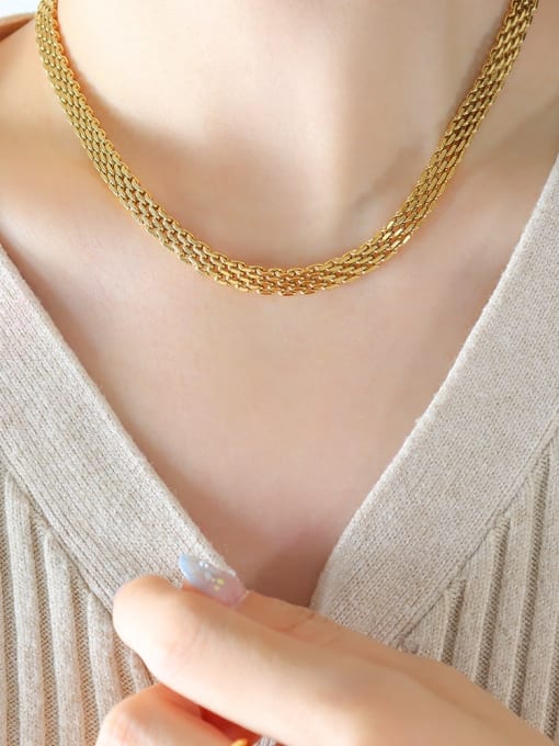P1410 Gold necklace 40 +5cm Titanium Steel Geometric Vintage Necklace