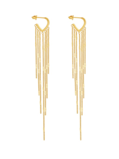 F547 gold Tassel Earrings Titanium Steel Tassel Hip Hop Threader Earring