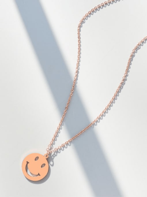 Rose Gold 60+5cm Titanium 316L Stainless Steel Smiley Minimalist Long Strand Necklace with e-coated waterproof