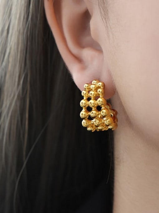 F961 Gold Earrings Titanium Steel Bead Geometric Vintage Stud Earring