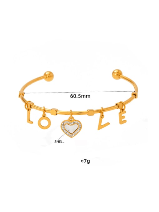 KAS858 Gold Stainless steel Heart Minimalist Cuff Bangle