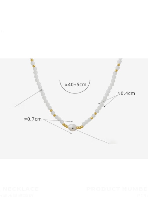 MAKA Titanium Steel Geometric Minimalist Beaded Necklace 2