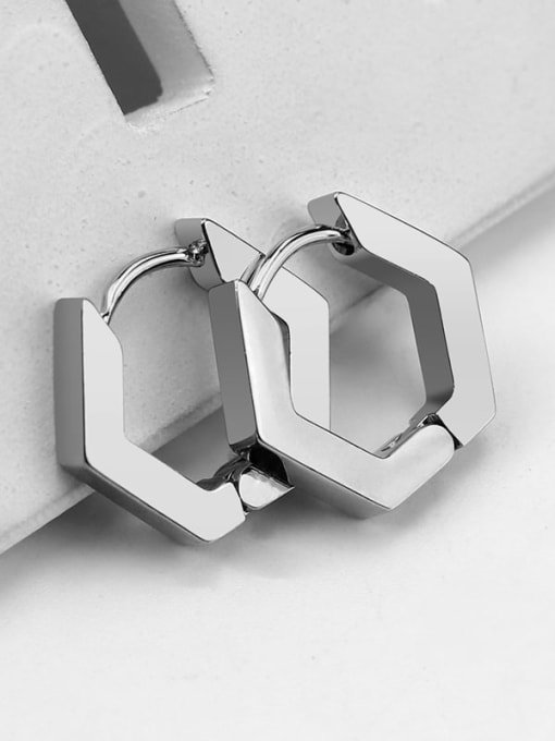 Hexagonal steel one 16mm Stainless steel Geometric Minimalist Single Earring(Single-Only One)