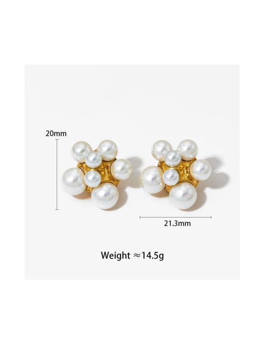 Clioro Stainless steel Imitation Pearl Geometric Dainty Stud Earring 3