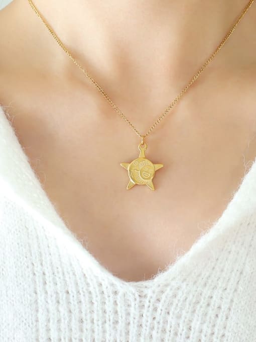 Gold necklace 40 +5cm Titanium Steel See Star Minimalist Necklace