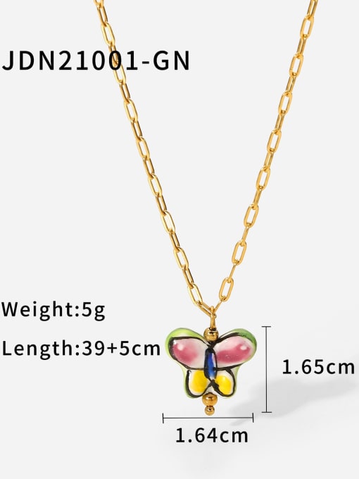 JDN21001 GN Stainless steel Ceramic Butterfly Bohemia Necklace