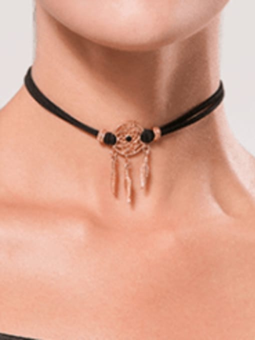YAYACH Alloy  Vintage  Hollow  Dreamcatcher Leather  necklace. 1