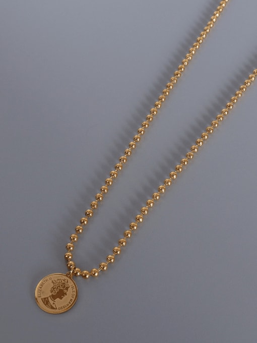 gold round bead  necklace Titanium 316L Stainless Steel Geometric Vintage Multi Strand Necklace with e-coated waterproof