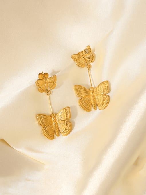 JDE202033 Stainless steel Butterfly Vintage Drop Earring