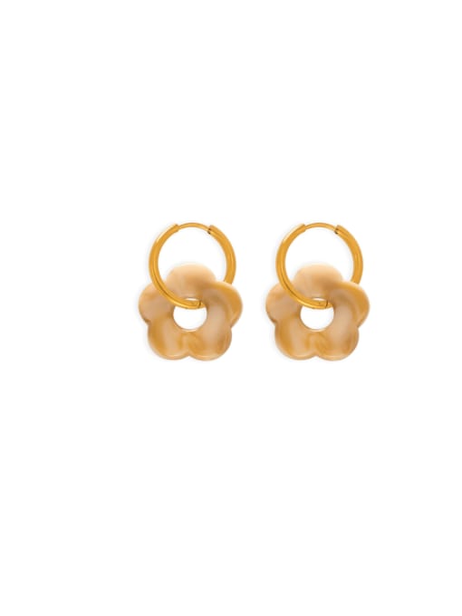 MYTXF107 khaki earrings Brass Resin Flower Minimalist  Earring and Necklace Set