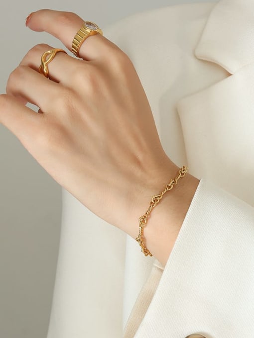 E345 gold bracelet 16 +5cm Trend Geometric Titanium Steel Bracelet and Necklace Set
