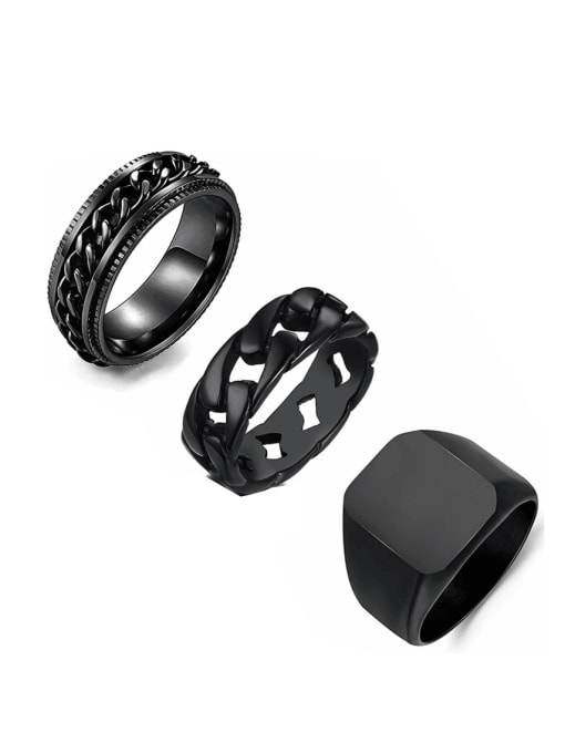 SM-Men's Jewelry Stainless steel Geometric Hip Hop Stackable Ring Set 0
