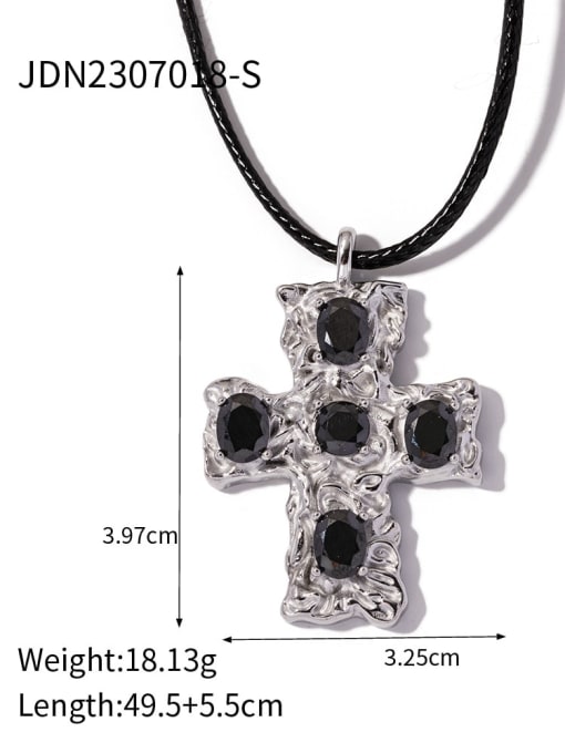 JDN2307018 S Stainless steel Cubic Zirconia Cross Trend Necklace