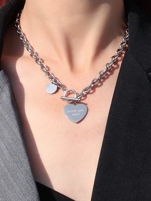 MAKA Titanium 316L Stainless Steel Heart Vintage Hollow Chain Necklace with e-coated waterproof 3