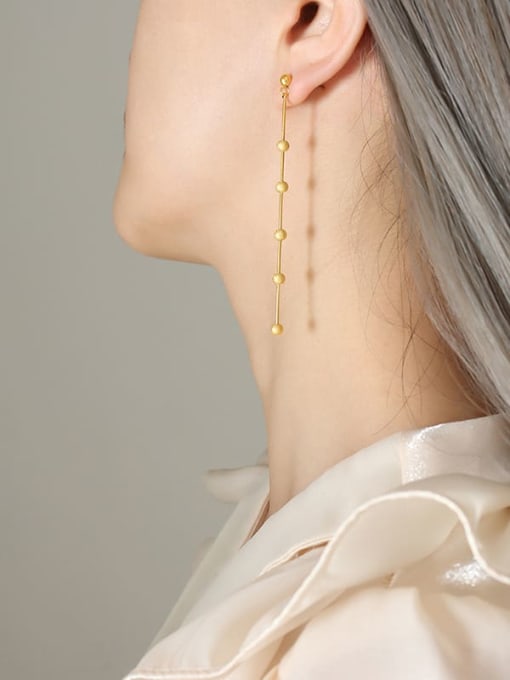 A pair of gold ear wires Titanium Steel Tassel Trend Threader Earring