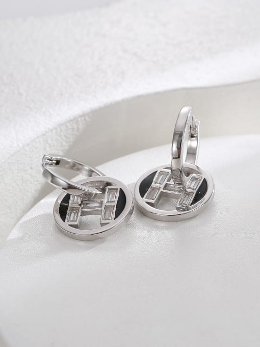 H01214 steel Brass Cubic Zirconia Geometric Minimalist Stud Earring