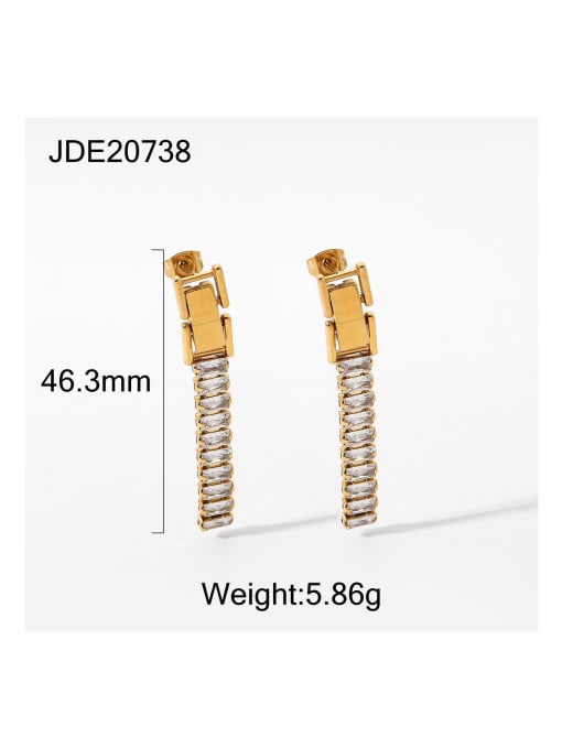 JDE201738 Stainless steel Cubic Zirconia Tassel Trend Drop Earring