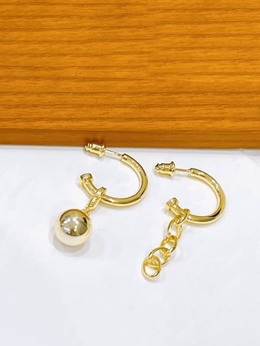 H00617 Gold Brass Bead Geometric Vintage Drop Earring