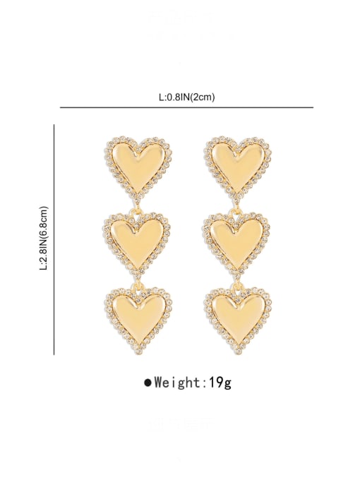 MeiDi-Jewelry Alloy Rhinestone Heart Trend Drop Earring 3
