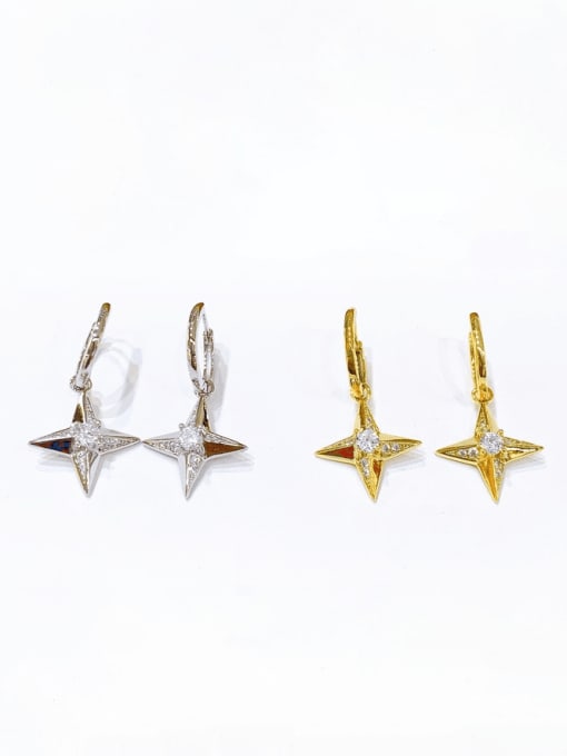 Clioro Brass Cubic Zirconia Cross Vintage Huggie Earring 3