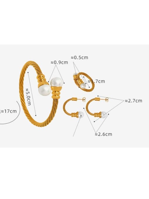 MAKA Trend Titanium Steel Imitation Pearl Ring Bracelet and Necklace Set 2