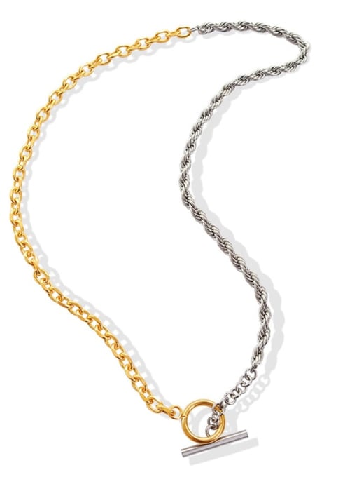 P178 gold necklace 40cm Titanium Steel Geometric Vintage Necklace