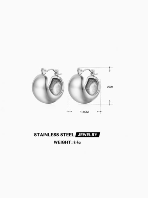 Steel colored earrings Stainless steel Round Ball Hip Hop Stud Earring