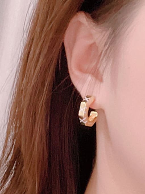 Clioro Brass Cubic Zirconia Geometric Minimalist Stud Earring 1