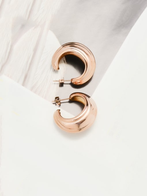 Rose Gold Titanium 316L Stainless Steel Geometric Minimalist Stud Earring with e-coated waterproof