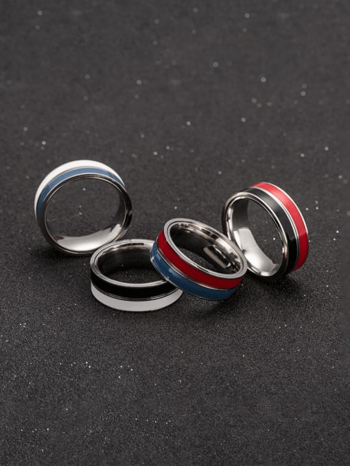 SM-Men's Jewelry Titanium Steel Enamel Geometric Hip Hop Band Men's  Ring