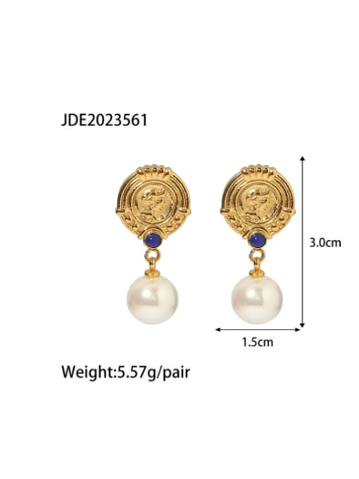 JDE2023561 Stainless steel Imitation Pearl Geometric Hip Hop Drop Earring