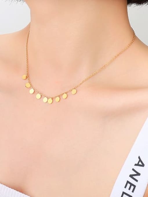 P677 gold necklace 40 +5cm Titanium Steel Minimalist Round  Bracelet and Necklace Set