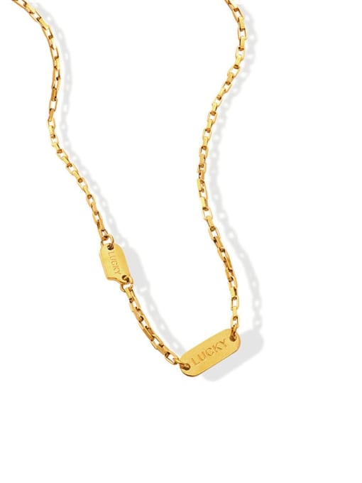 P569 gold necklace 43+ 5cm Titanium Steel Geometric Vintage Necklace