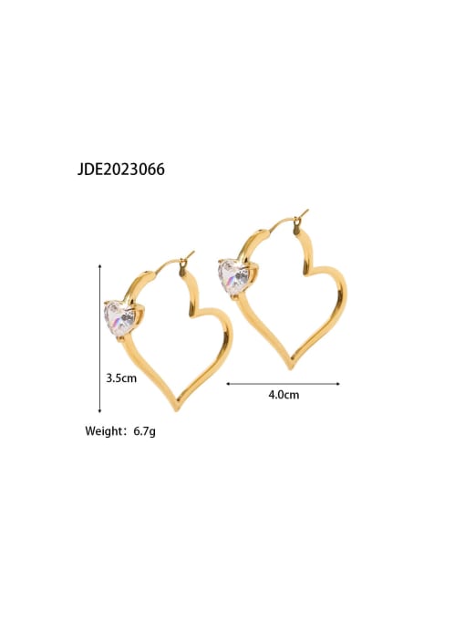 J&D Stainless steel Cubic Zirconia Heart Trend Hoop Earring 2