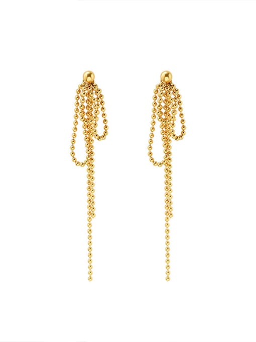 gold Titanium 316L Stainless Steel Bead Tassel Vintage Drop Earring with e-coated waterproof